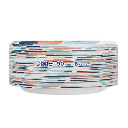 Dixie Medium Paper Plates, 8.5 Inch, 90 Count, 2X Stronger*, Microwave-Safe, Soak-Proof, Cut Resistant, Disposable Plates For Everyday Breakfast, Lunch, & Dinner Meals