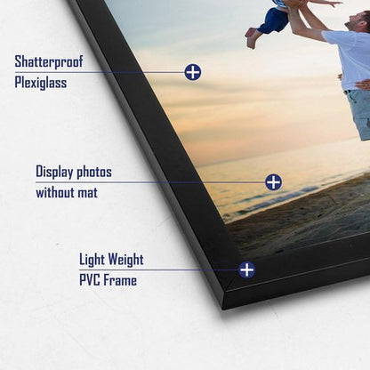 Hoikwo 18-Pack Black 8x10 Plastic Picture Frames - Lightweight, Stylish Design for Wall & Table Display