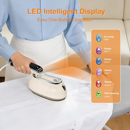 Skiennix 2-in-1 Garment Steamer - 1200W Handheld Clothes Steamer with LED Display & 15s Heat-Up