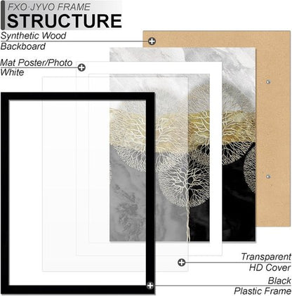 Fxojyvo Picture Frame - Lightweight 8.5x11" Display for Photos 6x8" with Mat or 8.5x11" Without Mat | Black