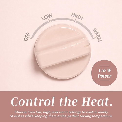 Cook With Color 2QT Mini Electric Round Slow Cooker - Adjustable Settings, Removable Pot, Dusty Rose