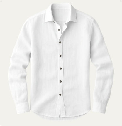 Men?s stylish solid-color long-sleeve button-down shirt