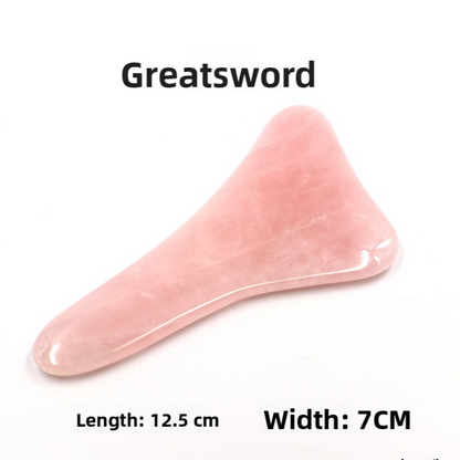 Rose Quartz Jade Facial Body Massage Scraping Stones