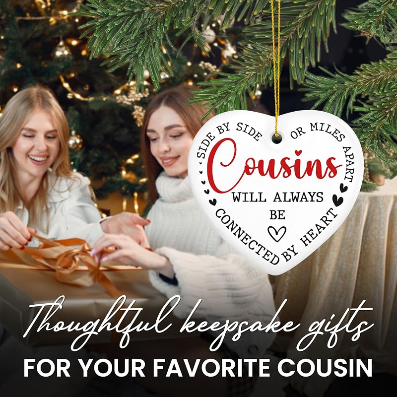 Cousin Christmas Ornament - Heartfelt Ceramic Keepsake Gift for Women & Men (Variation: Cousin)