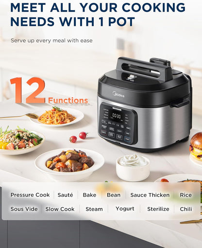 Midea WideMax 12-in-1 Electric Pressure Cooker - 6.5 Quart Multi-Functional with 12 Presets