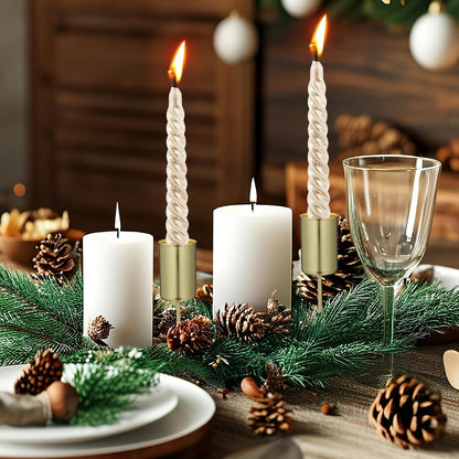 Skiennix Christmas Candle Holders - 5 Pcs Metal Spike Stand for Festive Decor | Golden Finish