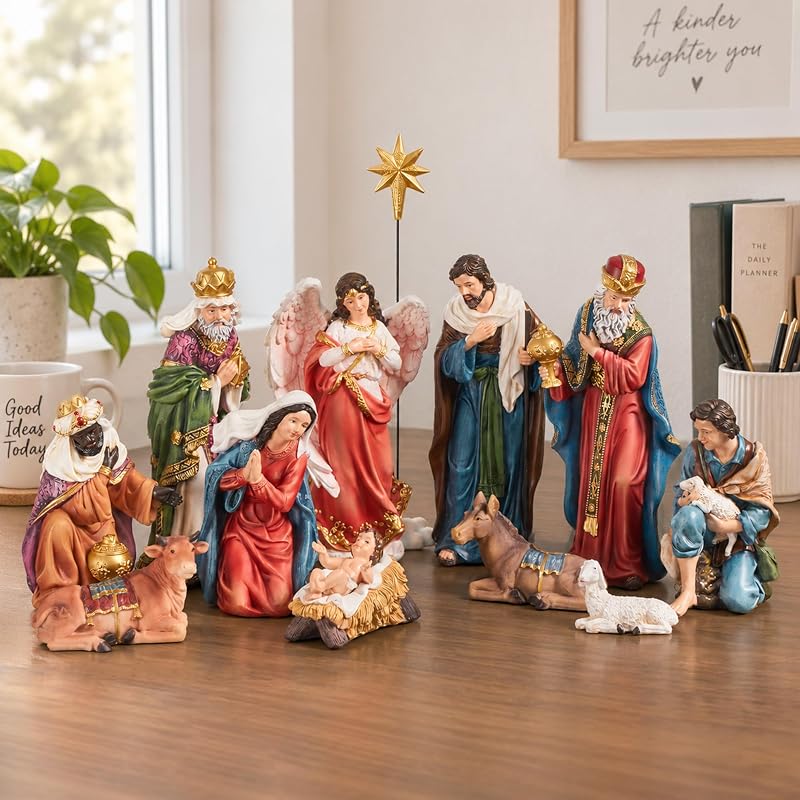 Nativity Sets for Christmas Indoor 13-Piece Display, 5.9 Inch - Variation: 5.9inch