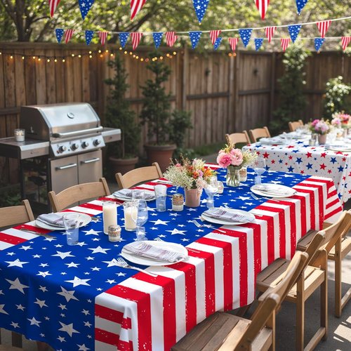 Gatherfun 4th of July Party Supplies Set - American Flag Theme Kit for Independence Day | 2 Disposable Tablecloths