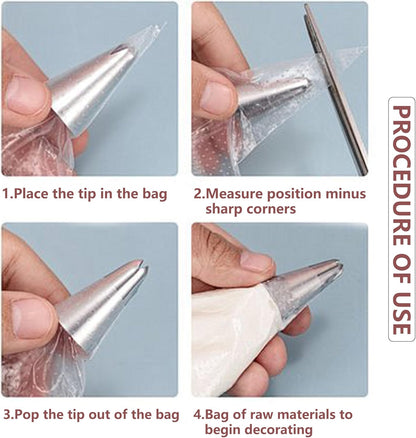 Skiennix 100-Count Anti-Burst Piping Bags - 12-Inch Disposable Cake Decorating Bags for Icing & Frosting