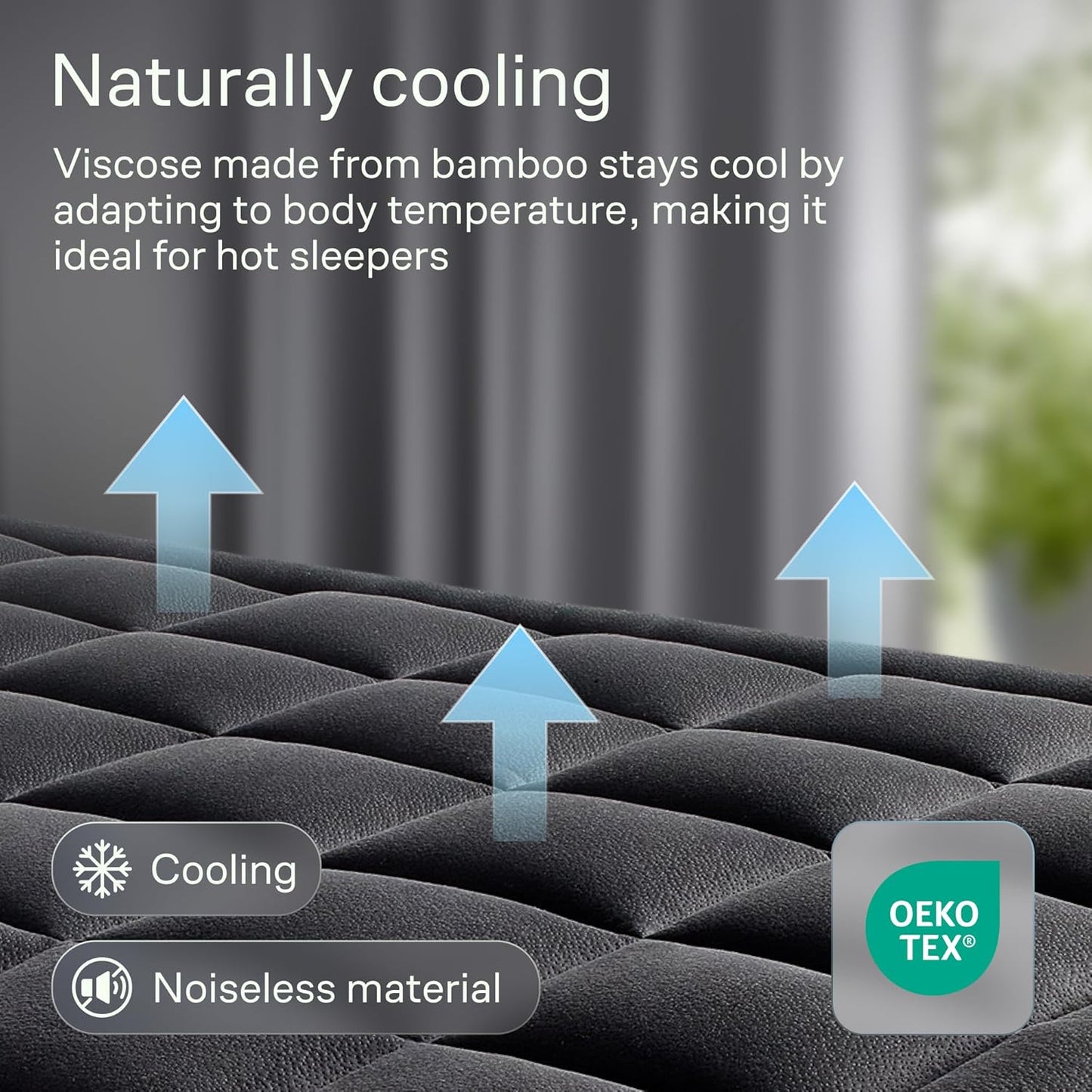 Niagara Ultra Soft Twin XL Mattress Topper - Bamboo Viscose Pillow Top for Back Pain Relief | Naturally Cooling, Black