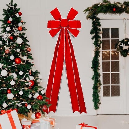 Hungdao Red Velvet Christmas Bow Giant Tree Topper 71 x 24 Inch - Variation: Red