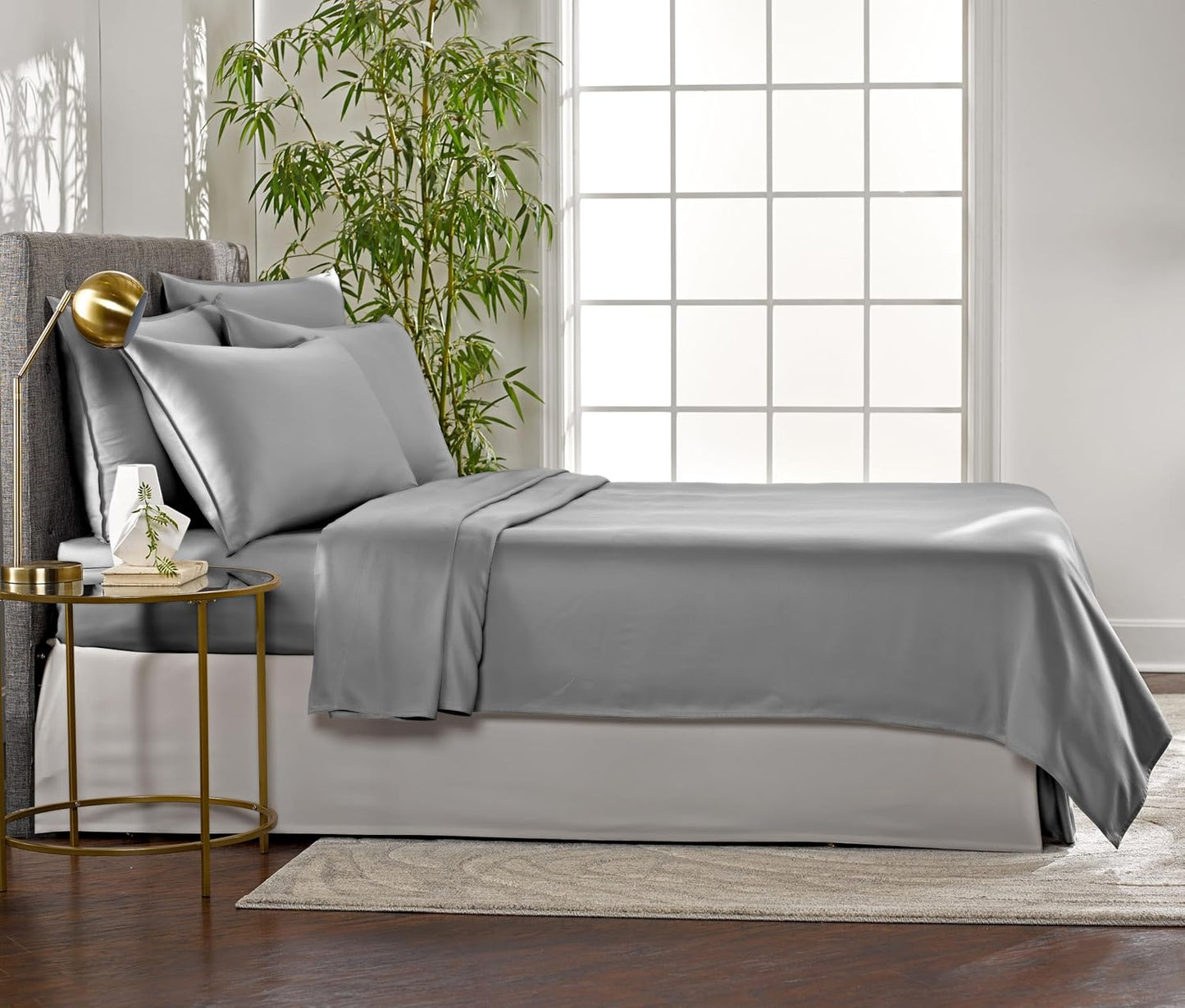 Pure Bamboo Queen Sheets - Luxuriously Soft & Cooling 100% Organic Viscose Bed Set | Stone Grey, 2-Year Quality Promise