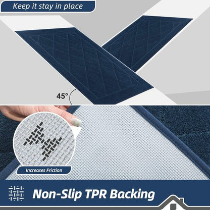 BEQHAUSE Dirt Trapper Door Mat 20" x 32", Doormat Non-Slip Entryway Rugs Washable, Dog Door Mat Stain Resistant and Absorbent Welcome Floor Mat for Front Back Door, Mud Wet Shoes & Paws, Navy Blue