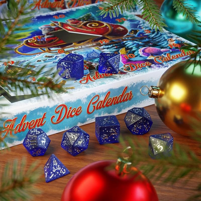 Advent Dice Calendar 04 – 23 Dice & 1 Metal Coin by Q Workshop, Cardboard Xmas Calendar
