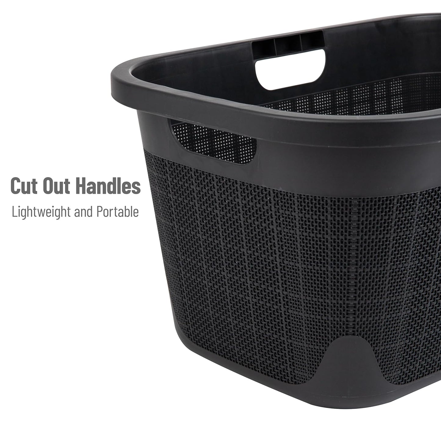 Mind Reader 40L Laundry Basket - Stylish Linen Design Clothes Hamper with Handles | Black