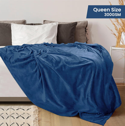 Utopia Bedding Fleece Blanket - Luxury Soft Royal Blue Microfiber | Queen Size 90x90 Inch