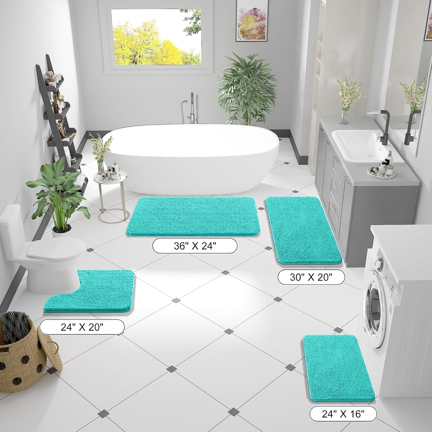OLANLY Bathroom Runner Rugs - Extra Soft Absorbent Chenille | Quick Dry, Machine Washable, 47x20, Teal