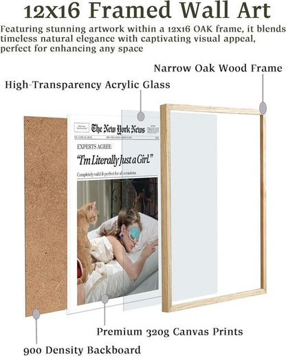 EcoHest Audrey Hepburn Framed Wall Art - Trendy 12x16 Inch Canvas Home Decor in Beige Retro