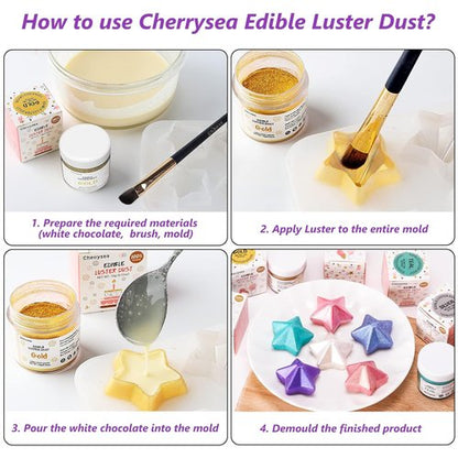 Cherrysea Violet Edible Luster Dust - Tasteless Food-Grade Cake Dusting Powder | 10 Grams for Baking