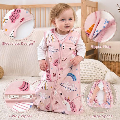 Yoofoss Baby Sleep Sack 12-18 Months, TOG 2.5 Baby Wearable Blanket with 2-Way Zipper, 100% Organic Cotton Fabric Winter Newborn Sleeping Sack, Warm Soft Comfy