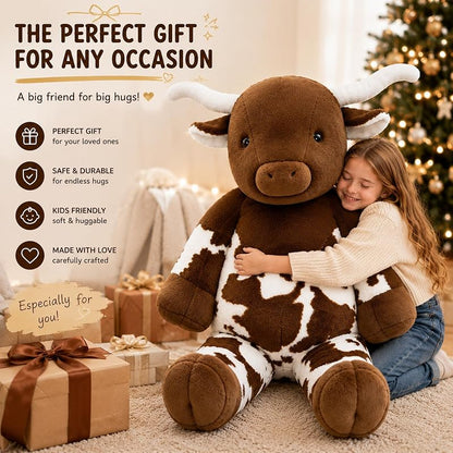 Longhorn Cow Stuffed Animal 39" Giant Plush Pillow (Variation: Longhorn Cow)