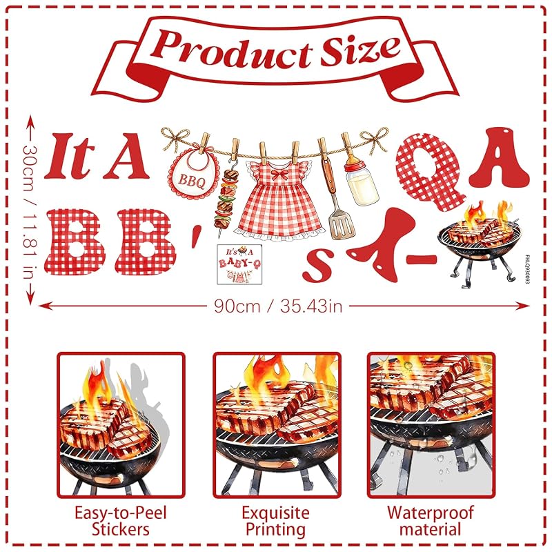 Its a Baby-Q Wall Decal | BBQ Baby Shower Decorations in Red