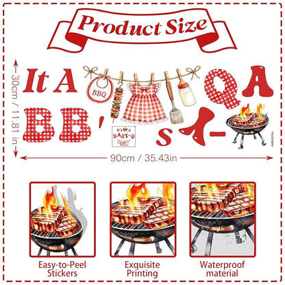 Its a Baby-Q Wall Decal | BBQ Baby Shower Decorations in Red