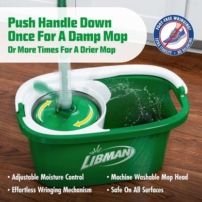 Libman Tornado Spin Mop System | Mop and Bucket with Wringer Set | Mops for Floor Cleaning | 1 Mop Head Included