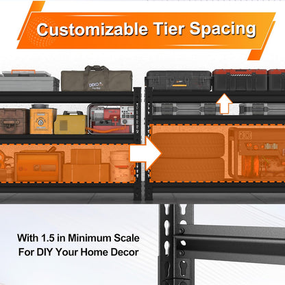 Utility Storage Garage Shelving - Heavy-Duty 3-Tier Metal Shelves | Adjustable Freestanding Rack - Black 40'' W x 16'' D x 36'' H