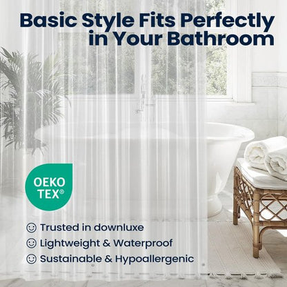 downluxe Shower Curtain Liner, PEVA Plastic Shower Liner with 3 Magnets, 72" x 72" Waterproof Bathroom Curtain, 4G Clear, 1 Pack