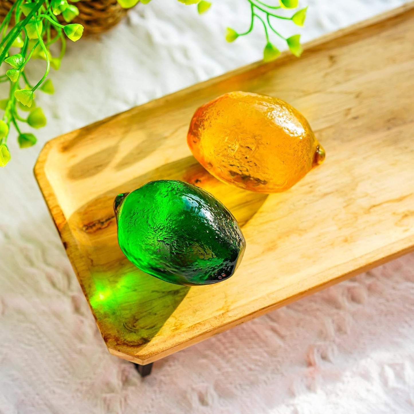 Skiennix Glass Lemon Figurine | Decorative Fruit Ornament for Home & Office | 1.7 x 2.3 Inches