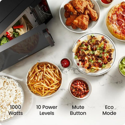 Chefman Microwave Oven - 1.1 Cu. Ft. 1000 Watts with 10 Power Levels & 6 Cooking Presets - Black