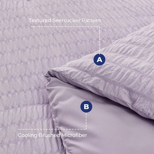 HYMOKEGE King Size Lavender Comforter Set - 7-Piece All-Season Luxury Bedding Set with Sheets & Pillowcases
