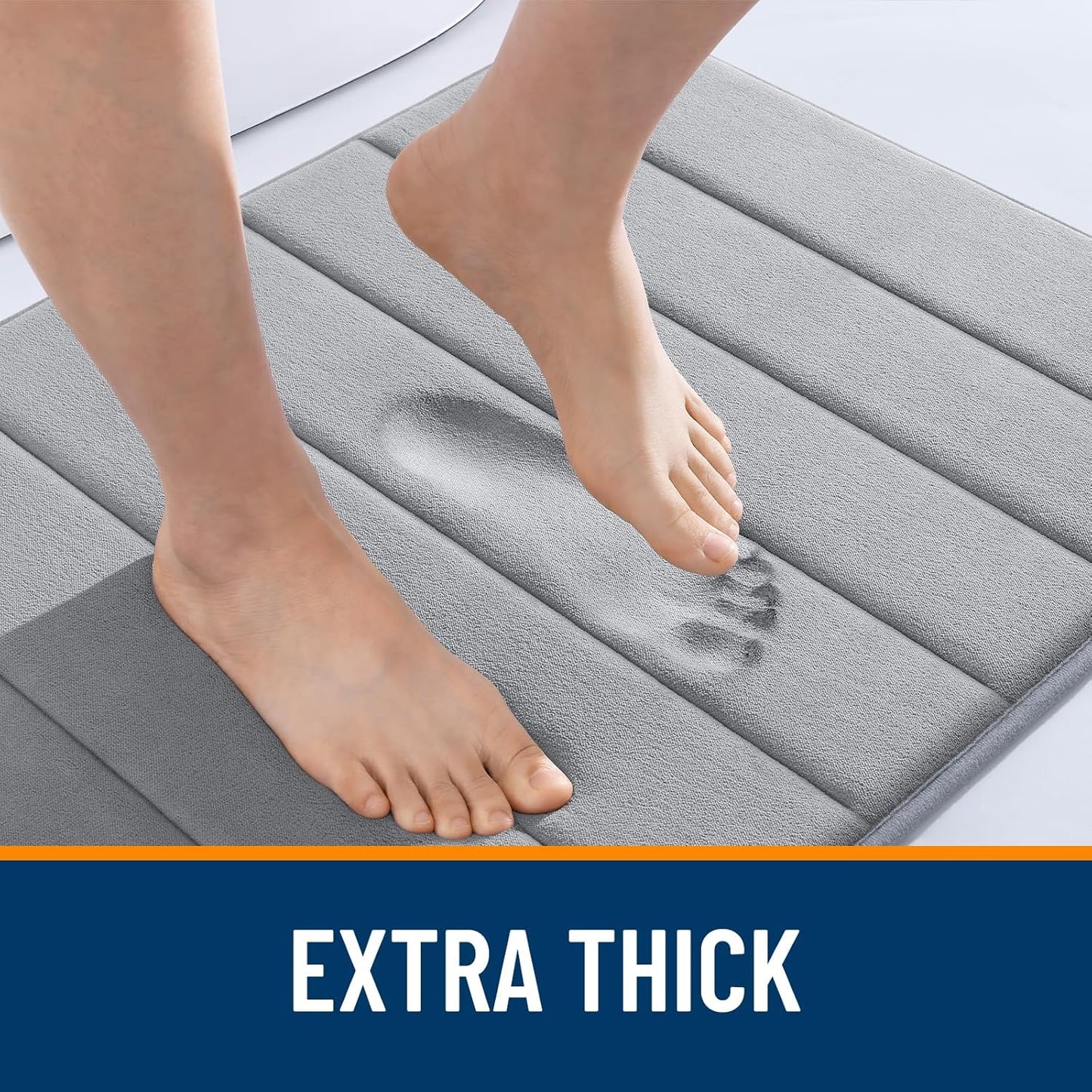 OLANLY Memory Foam Bath Mat - Super Soft & Absorbent Bathroom Rug | Quick Dry, Machine Washable, 30x20, Grey