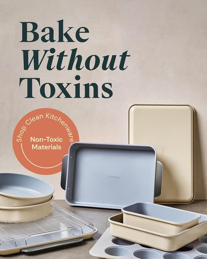 Caraway Nonstick Ceramic Bakeware Set - 11 Pieces with Assorted Pans, Cooling Rack & Storage | Non-Toxic, PTFE & PFOA Free - Marigold