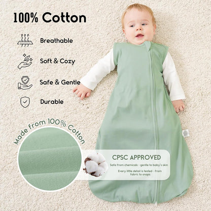 Yoofoss Baby Sleep Sack | 100% Organic Cotton Wearable Blanket for 6-12 Months | 2-Pack, TOG 1.0, Lightweight