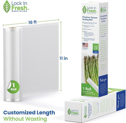 Heavy Duty Vacuum Sealer Bags by Food Saver - 11" x 16' Rolls for Sous Vide & Meal Prep | Made in the USA