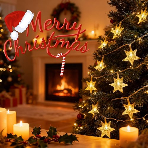 Echosari Star String Lights - Battery Operated LED Fairy Lights with Auto Timer | 158in, 8 Modes for Kids' Room, Party & Wedding Décor (Warm White)