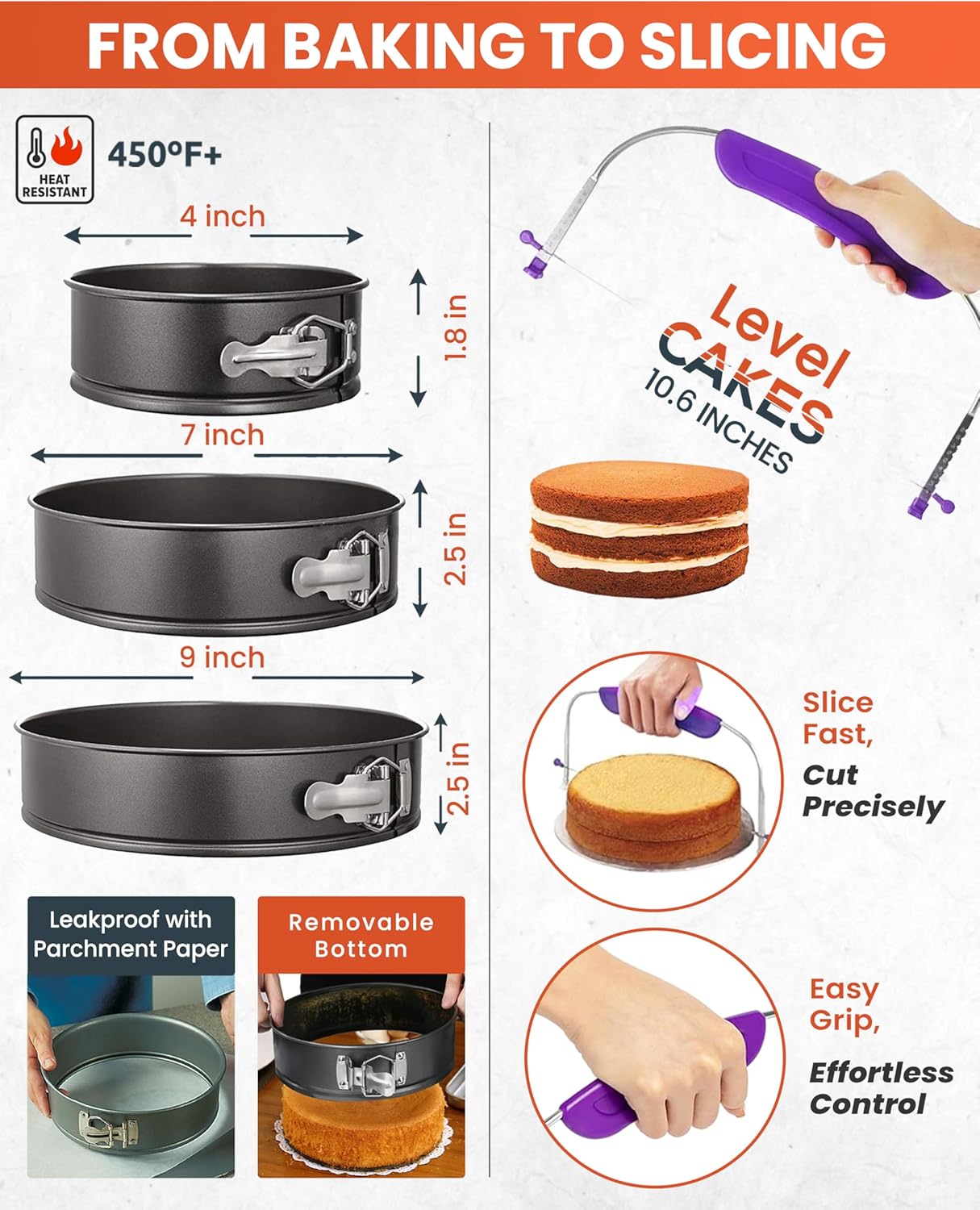 RFAQK Cake Decorating Kit - 700PCs with Turntable, Pans, Piping Tips, Spatulas & More
