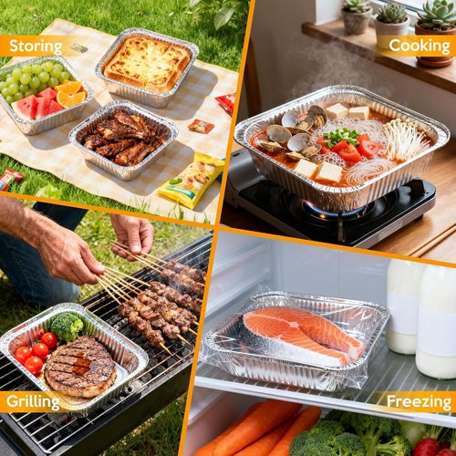 Heavy Duty Aluminum Foil Pans - 20 Pack 8"x8" Disposable Square Baking & Meal Prep Containers