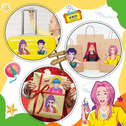 JCQAYB Make Your Own Demo Hunter Stickers - Classic Cartoon Game Decals | 16 Sheets for Art Crafts & Party Decor