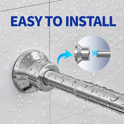 Chrsouly Shower Curtain Rod, 31-76 Inch Adjustable Tension Shower Rod, 1" Diameter Heavy Duty Rust-proof Tension Curtain Rods for Bathroom, Non Slip, No Drilling, Silver