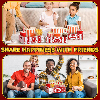 Skiennix Movie Night Snack Trays - Reusable Wooden Gift Basket for Popcorn | Striped Design