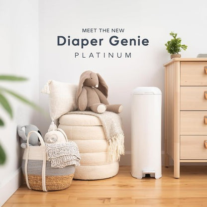 Diaper Genie Platinum Pail - Durable Stainless Steel | Includes 1 Easy Roll Refill with 18 Bags