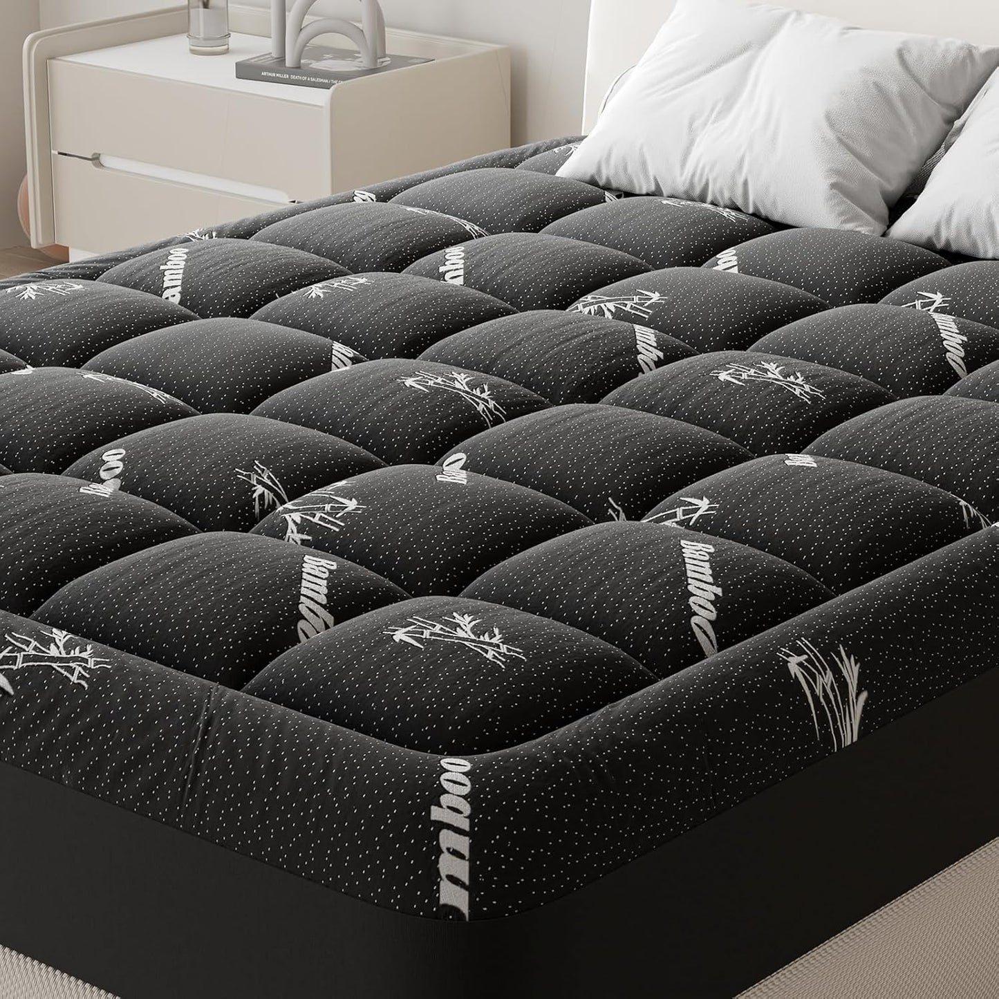 Sweetcrispy Ultra Soft Mattress Topper - Twin Size Bamboo Viscose Pillow Top for Cooling & Back Pain Relief