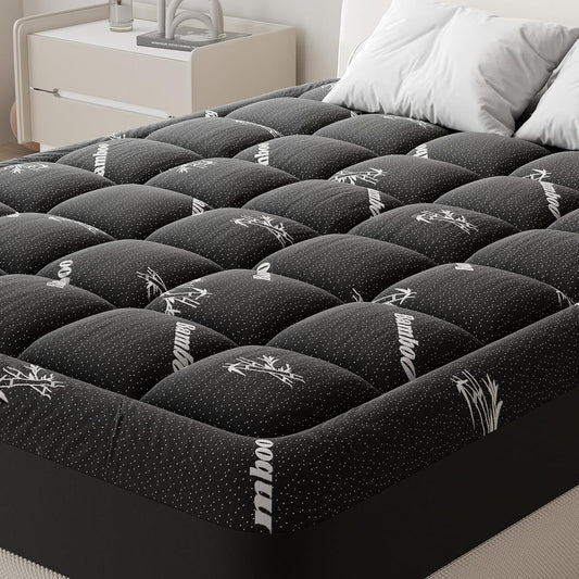 Sweetcrispy Ultra Soft Mattress Topper - Twin Size Bamboo Viscose Pillow Top for Cooling & Back Pain Relief