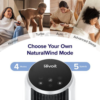 LEVOIT Tower Fan for Bedroom, 90° Oscillating Standing Fan with 28dB Quiet for Sleep, 25ft/s Velocity, 12H Timer, 5 Speeds 4 Modes, Remoter, Bladeless Room Fan for Home, Office, Indoor, 36 inch, White