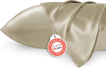 Bedsure Satin Pillowcases - Luxurious Silk-Like Queen Size Set of 2 | Khaki, 20x30 Inches, Envelope Closure