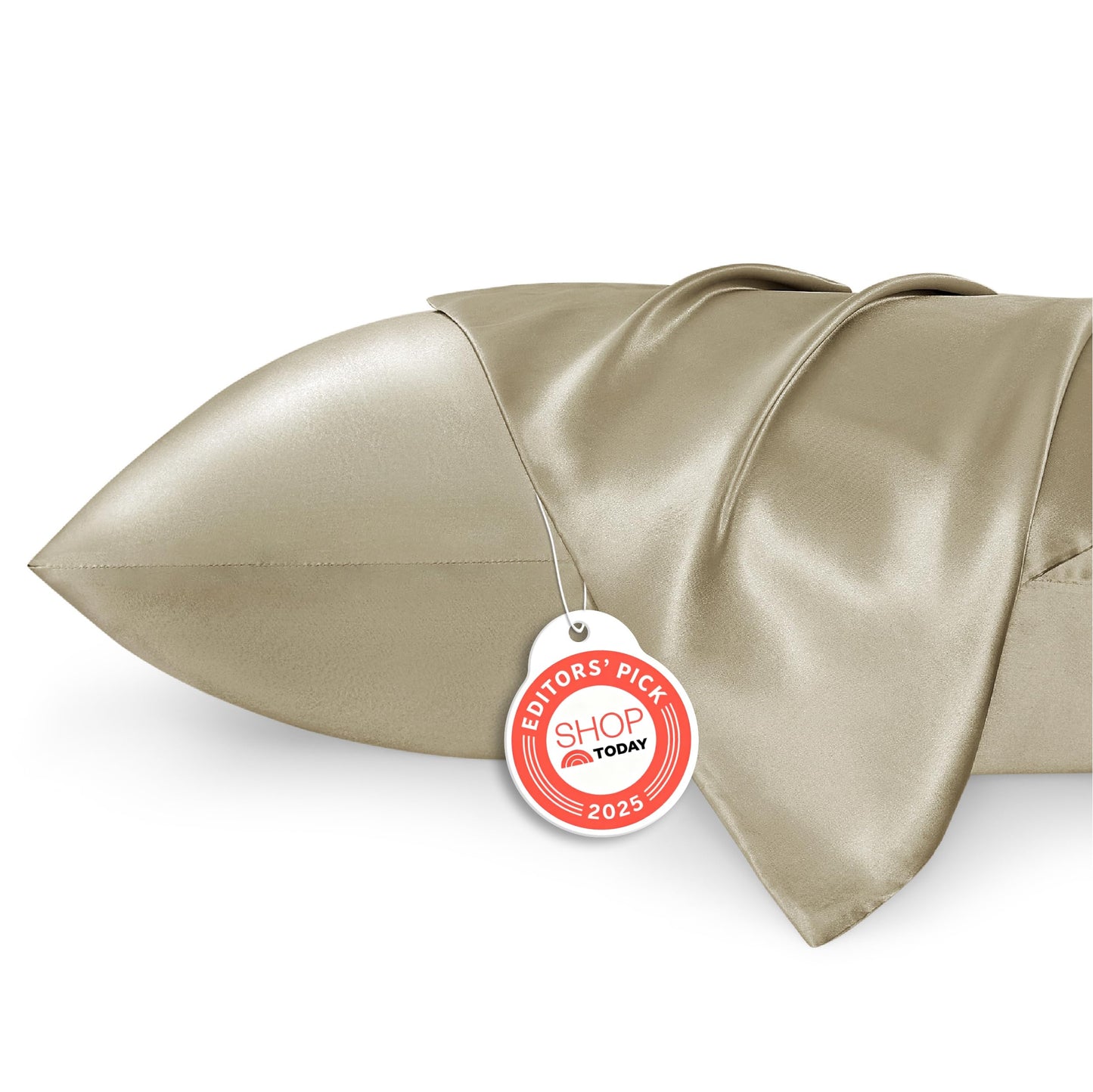 Bedsure Satin Pillowcase 2 Pack Similar to Silk Pillow Cases Standard Size, Pillow Case for Sleeping Women with Envelope Closure, Gifts for Women Men, Khaki, 20x26 Inches, 2pcs