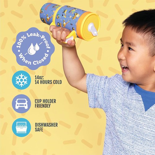 Ello Oasis 14oz Stainless Steel Toddler Tumbler - Leakproof, Insulated with Handle & Straw | BPA Free, Dishwasher Safe